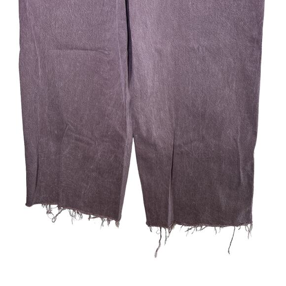Free People Ultra Wide Leg Slouchy Denim Frayed Button Fly Jeans Purple Brown 32 - Picture 6 of 14